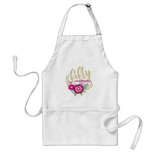 Tablier Floral Cinquante Fabuleux Pink Gold fête d'anniver