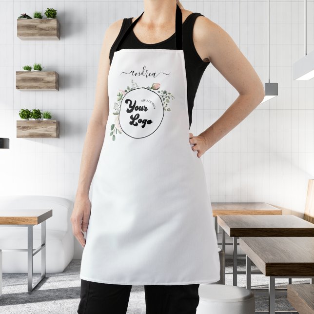 Tablier Floral Custom Logo Business Salon Hairstylist (Créateur téléchargé)
