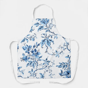 Tablier Floral Delft Blue et White