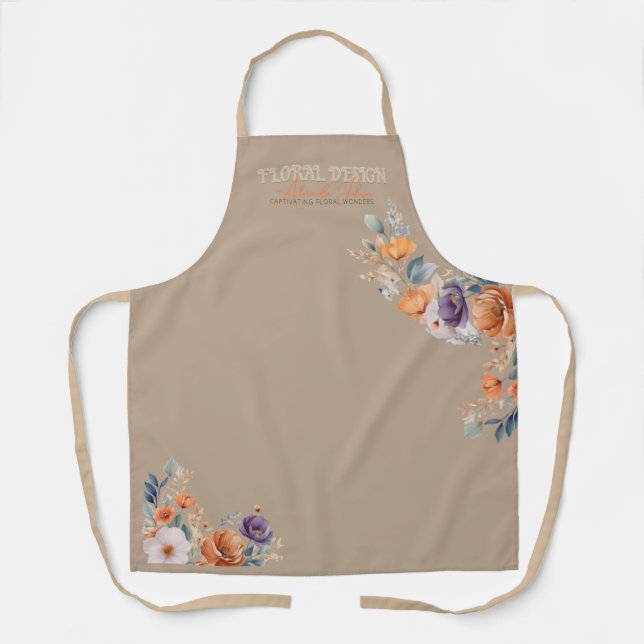 Tablier Floral Design Business - Elégant Rustic Kraft Boho (Recto)