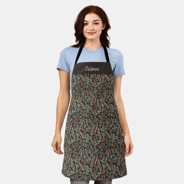 Tablier Floral d'hiver scandinave et vacances Berry (Porté)