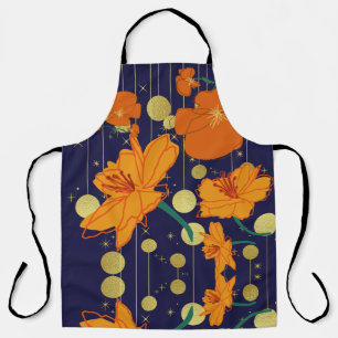Tablier floral et bleu