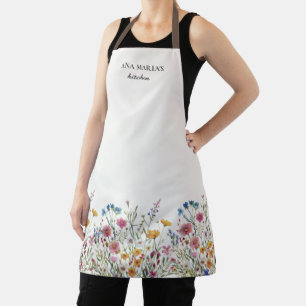Tablier Floral Fleur sauvage de cuisine personnalisée