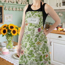Tablier Floral Kitchen Apron, Retro Botanical Print