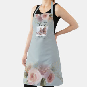 Tablier Floral Meilleure grand-mère JAMAIS Dusty bleu aqua