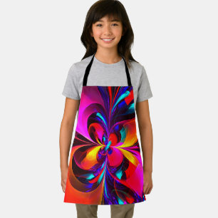 Tablier Floral moderne Art Abstrait Rouge Bleu Motif #07