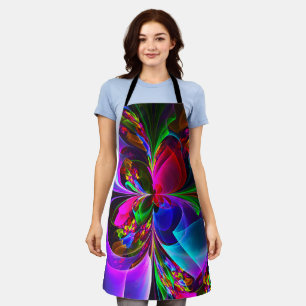 Tablier Floral moderne Art Abstrait Rouge Bleu Motif #12