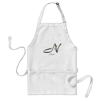 Tablier Floral Monogram letter N Retirement Apron