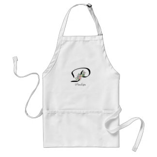 Tablier Floral Monogram letter P Retirement Apron