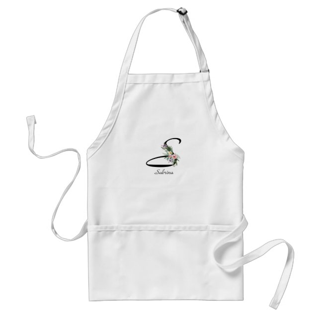 Tablier Floral Monogram letter S Retirement Apron (Devant)