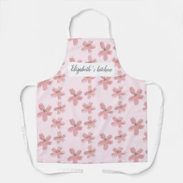 Tablier floral personnalisé - Nom personnalisé