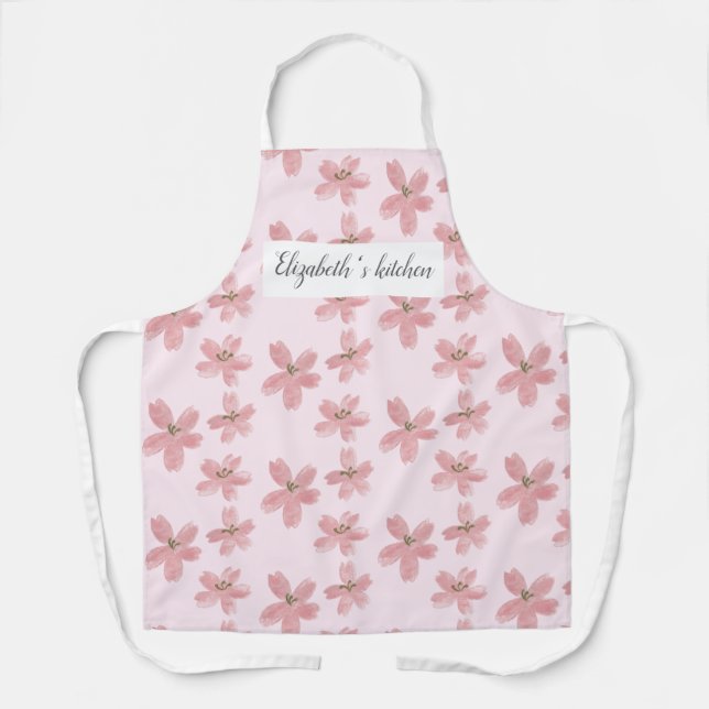 Tablier floral personnalisé - Nom personnalisé (Recto)