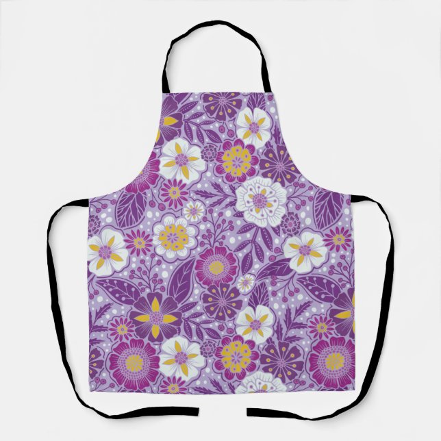 Tablier Floral pourpre, jaune et magenta (Recto)