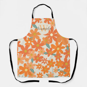 Tablier Floral Retro Super Orange Nom