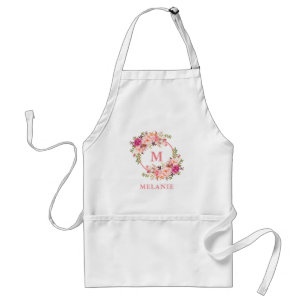 Tablier floral rose de coiffeur et de maquilleur