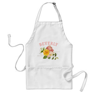 Tablier floral rose jaune personnalisé pour la Cui