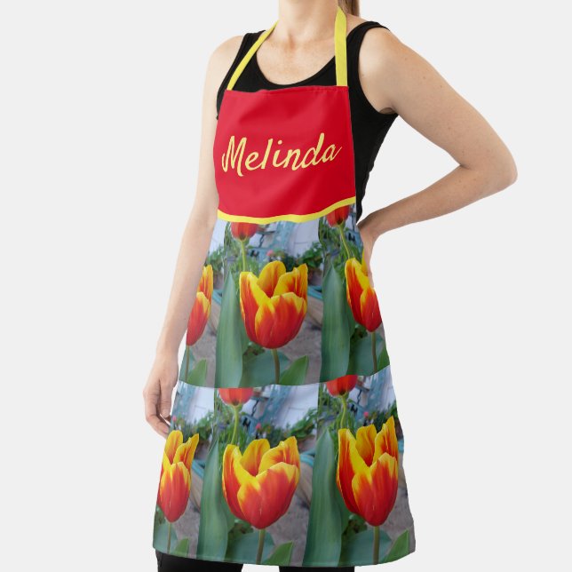 Tablier Floral Rouge Jaune Tulipe Fleur Fleurs Fleurs Apro (Insitu)