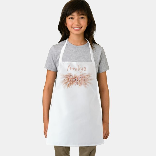 Tablier Floral simple ajouter votre nom enfants école (Insitu)