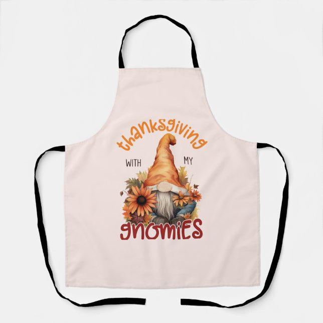 Tablier Floral Thanksgiving avec mes Gnomies (Recto)