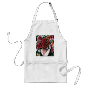 Tablier floral "Vase rose"