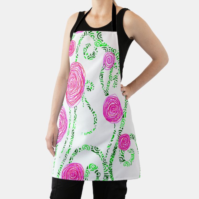 Tablier Floral vert et rose (Insitu)