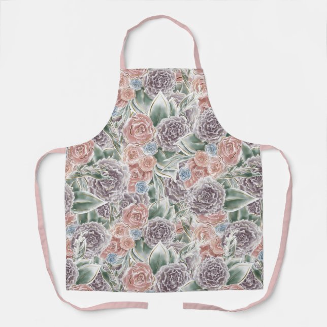 Tablier Floral Whimsy Coquette Imprimer - Rose féminine do (Recto)