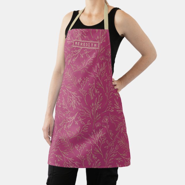 Tablier Flore Abstraite dorée de Bourgogne personnalisée (Insitu)