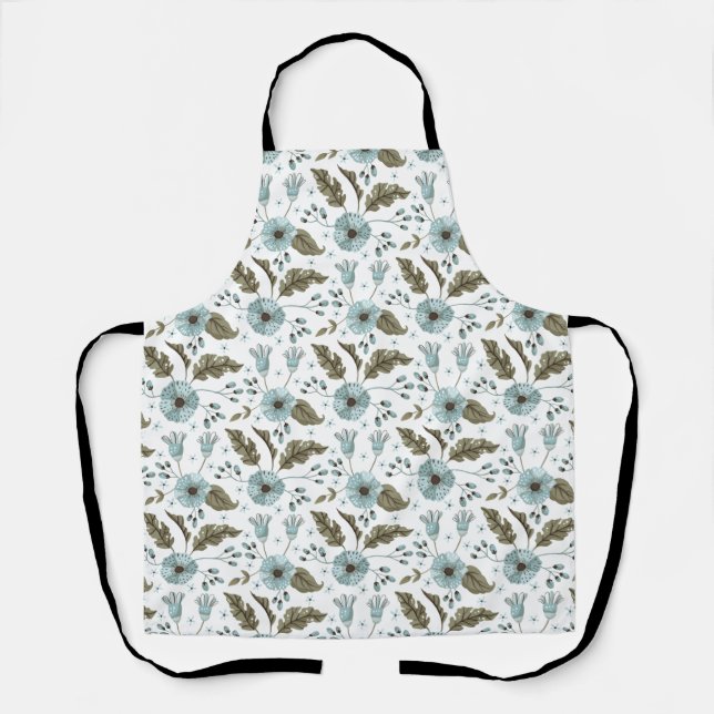 Tablier Flore bleue et verte (Recto)