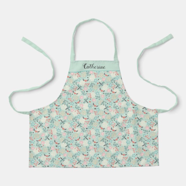 Tablier Flore des libellules et des coeurs (Recto)