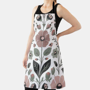 Tablier Flore folk scandinave - Primroses stylisées