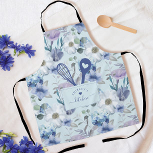 Tablier Flore Motif Faux Poche Poche Poignée Cuillère & Wh