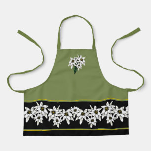 Tablier Flowers de Small Green and Black Edelweiss