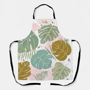 Tablier Foliage Tropical - Motif Monstère Et Feuille De Pa