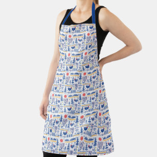Tablier Folk Art Winter Bird Motif