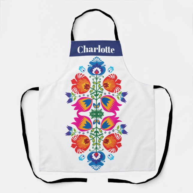 Tablier folklorique rose et orange (Recto)