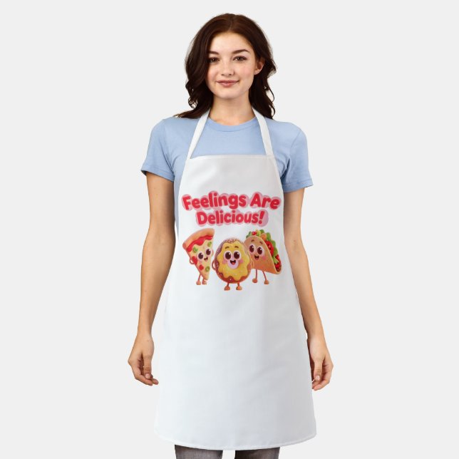 Tablier Food Cartoon Apron – Fun Kitchen Cooking Gift (Porté)