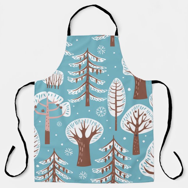 Tablier Forest, trees. Seamless background. Winter (Recto)
