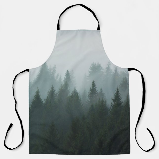 Tablier Forêt dans la brume matinale dans la montagne. Épi (Recto)