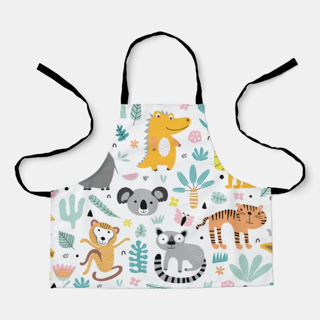 Tablier Forêt tropicale mignonne Animaux (Recto)