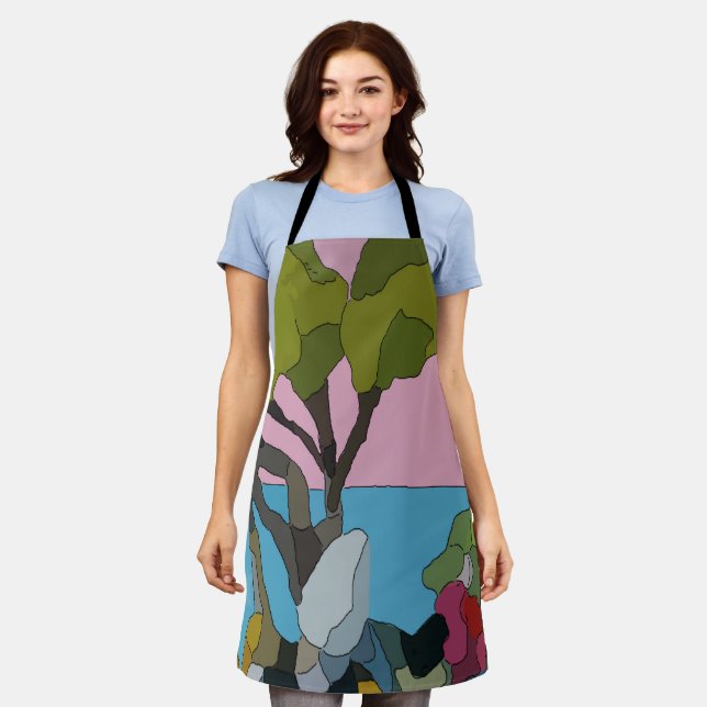 Tablier Formes Abstraites, style Matisse, ajouter du texte (Porté)