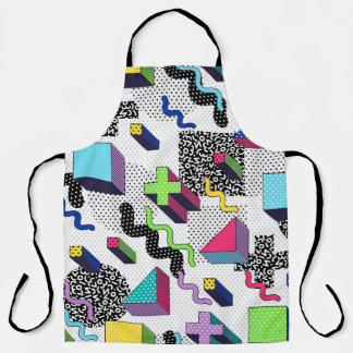 Tablier Formes géométriques multicolores, motif rétro.