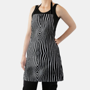Tablier Foulard élégant à motif zèbre noir et blanc
