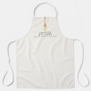 Tablier Fourchette en Or Faux Moderne sur Fond Ivoire