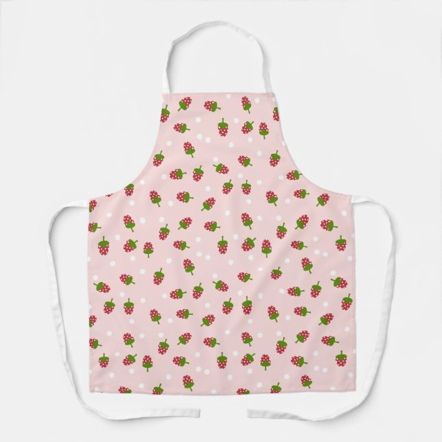 Tablier Fraise rose Kawaii Couleurs pastel doux (Recto)