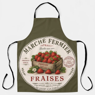 Tablier Fraises de marché vintage de paysans français
