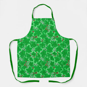 Tablier Fraises et Feuilles Art Nouveau, Lime Green