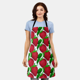 Tablier Fraises sur Motif Arrière - plan blanc