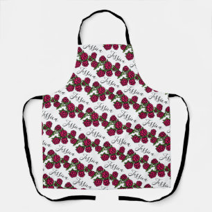 Tablier Framboises tirant rouge vert nom motif