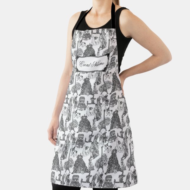 Tablier FRANÇAIS BULLDOG Frenchie Black Toile avec nom per (Insitu)