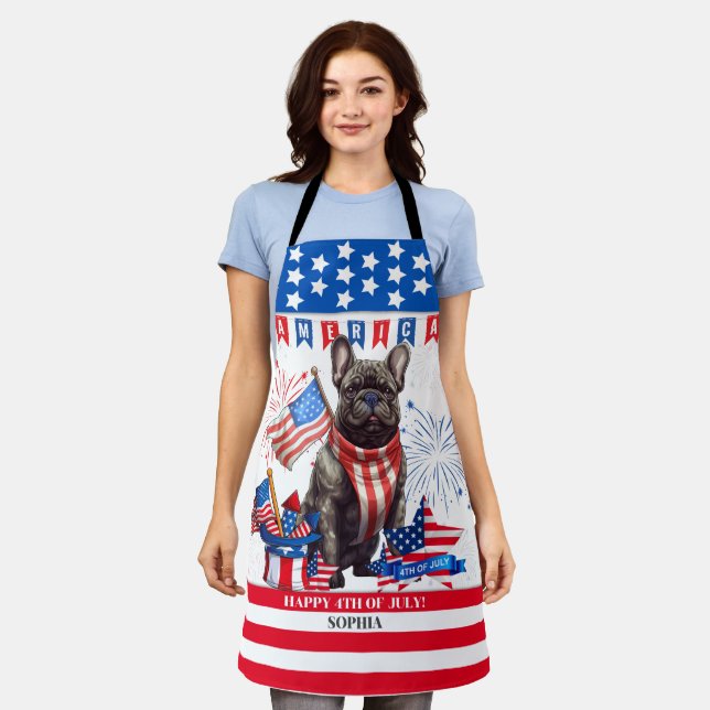 Tablier French Bulldog Happy 4 juillet Amérique patriotiqu (Porté)